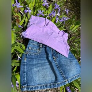 Toddler Girl Denim Skirt + Purple Tank Outfit Set | 2T |Old Navy